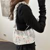 Bolsa Feminina Bolsa de Axila 2024 Nova Bolsa de Ombro Estilo Floresta Doce Pequena Fresca Estilo Pastoral Bolsa de Mão Flor Bolsa de Nylon