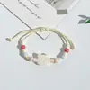 Pulsera de Cerámica Jingdezhen Nueva Pulsera de Cerámica China Joyería Estudiante Estilo Tíbet Cuerda Trenzada a Mano Puesto Regalo para Estudiante