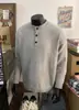 Venta directa de fábrica: Nuevos suéteres de cuello Henley para hombre y mujer, estilo coreano otoño/invierno, prendas de punto de alta gama, retro y versátiles