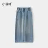 Calça jeans infantil Xiaofei, nova coleção de outono, estilo reto para crianças maiores, calça infantil moderna e estilosa para meninas