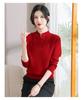 Ropa para Mujeres de Mediana Edad y Ancianas Otoño e Invierno Nueva Moda Cuello Mao Pequeño Color Puro Ropa de Madre Camiseta Básica Suéter Tejido de Terciopelo Grueso