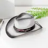Exportação Transfronteiriça 2026 Novo Chapéu de Cowboy Ocidental Preto de Verão para Viagens ao Ar Livre Chapéu de Palha Panama de Aba Larga