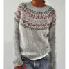Amazon Europeo y Americano Nuevo Estilo Suéter para Mujer Más Vendido Cuello Redondo Bloque de Color Holgado Moda Jersey Suéter Tejido