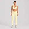 Conjunto de Sutiã Esportivo Transfronteiriço, Top Fitness Beauty Costas Cruzadas, Leggings Justas de Cintura Alta de Secagem Rápida, Conjunto de Duas Peças para Yoga