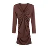 Otoño 2026 Nuevo Estilo Elegante de Dama Vestido de Rayón Plisado Retorcido Falda Noble Transmisión en Vivo