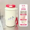 Taza isotérmica de doble boca con estampado de gatito y pez, suave y linda, transfronteriza, con cordón, adecuada para estudiantes, para ir al trabajo y para el coche, portátil y fácil de llevar