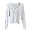Playera de manga larga con cuello redondo Ropa interior para mujer 2024 otoño e invierno nueva camisa básica negra de alta calidad cuello bajo top de otoño