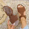 Sandalias de Playa Abiertas Transpirables de Color Sólido Gruesas de Suela Colorida Transfronterizas Europeas y Americanas Nuevo Estilo para Mujer Venta al por Mayor Talla Grande