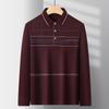 Camiseta de manga larga para hombre de mediana edad para padre con camiseta holgada con bolsillo para mediana edad y ancianos, camisa básica de solapa delgada para ancianos, polo