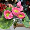 Ramo de loto artificial de 3 flores y 2 capullos, ideal para bodas, decoración del hogar, flores falsas al por mayor