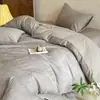 Juego de 4 piezas jacquard de algodón 100% tejido grueso de los años 60, funda de edredón de algodón puro, sábana plana, sábana ajustable, ropa de cama de alta gama para dormitorio principal