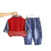 Conjunto Elegante de Otoño 2026 para Niños Moda Nuevo Conjunto de Tres Piezas con Chaleco de Punto para Niños Pequeños