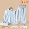 Conjunto de Roupas e Calças de Algodão Puro para Crianças Outono Primavera Outono Algodão Colorido Meninos e Meninas Roupa de Baixo Outono Inverno Bebê Veludo Macio Quente Roupa para Casa