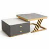 Sala de estar, uso doméstico, nuevo modelo 2026, mesa de centro pequeña, minimalista, lujo ligero, alta gama, mesa de café plegable de estilo italiano simple con tapa de losa de roca