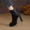 Botas de Moda para Mujer de Piel Suave Estilo Nuevo Invierno 2026, Botines Cómodos de Punta Redonda con Tacón Alto, Botas Individuales Impermeables de Plataforma con Suela Gruesa y Tacón Grueso