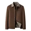Chaqueta ligera de lujo para hombre de chenilla para otoño e invierno con relleno de plumón, solapa de color contrastante, prenda exterior cálida y casual para hombres jóvenes y de mediana edad