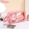 Necessaire de Viagem, Bolsa de Cosméticos, PVC à Prova d'Água, Bolsa de Mão Portátil, Armazenamento de Grande Capacidade, Transparente, Visível, Design de Desenho Animado Fofo