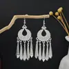 [Selección Premium] Pendientes Estilo Étnico de Minorías Vintage con Plata de Minorías Étnicas, Pendientes Largos Colgantes Florales Estilo Bohemio Único
