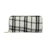 Cartera Larga de Mujer Personalizable Transfronteriza, Multi-Funcional, de Cuadros, Gran Capacidad, de Algodón y Lino, Bolso de Mano, Porta Tarjetas