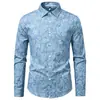 Comercio Electrónico Transfronterizo 2026 Nueva Amazon Camisa de Mezclilla de Manga Larga con Estampado Paisley Vintage para Hombre AliExpress