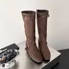 Nuevas Botas Altas de Plataforma Rad Fashion Otoño 2026 USA Botas de Caballero de Terciopelo Fruncido Retro para Mujer