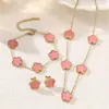 Nova Moda Pulseira de Trevo de Cinco Folhas Flor da Sorte 18K Popular Nicho Versátil Dupla Face Madrepérola Flor de Ameixa Empilhável Joias
