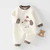Enterizo cálido de tres capas para bebés niños y niñas en otoño e invierno, Pelele de clase A para recién nacidos con broches laterales, Enterizo de manga larga para casa para bebé