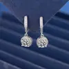 Venda ao vivo Moda Popular Princesa Quadrado Saco 1 quilate Imitação Moissanite Brincos de Prata Brincos de Zircão Feminino Brincos