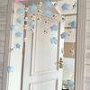 Cortina de Puerta Curva con Diseño de Estrella Azul de Dibujos Animados para Perros, Cortina Colgante sin Taladro para División Escolar, Decoración Colgante para Mujer para Puerta de Dormitorio