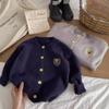 Suéter tipo cárdigan de primavera y otoño para niños y niñas, estilo coreano, bordado, color sólido, 2025