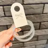 Pacote com 2 Elásticos de Cabelo Fio de Telefone Transparente Fosco, Cordas de Cabelo Simples Brilhantes Coloridas Doces Estilo Coreano Novas, Acessórios de Cabelo Modernos e Minimalistas