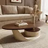 Mesa de Centro de Madera Maciza Estilo Vintage, Estilo Wabi-Sabi, Minimalista Moderno, para Uso en Casa en la Sala de Estar, Apartamento Pequeño, Mesa de Té de Diseño de Alta Gama