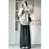 Pantalones de Pierna Ancha a Cuadros Vintage Cortos 150 para Mujer Otoño e Invierno Forrados de Polar Casual de Lana de Cintura Alta Rectos