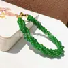 Estilo Xiaohongshu Colar Trançado Verde Espinafre Pulseira Vermelha Verde Esmeralda Corrente de Menina Corrente para Clavícula Atacado