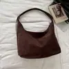 Bolso tote de terciopelo de estilo coreano con corte relajado, nueva colección otoño 2026, gran capacidad, retro, color liso, simple y único bolso de hombro