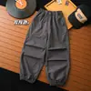 Calça Casual Infantil de Trabalho Perna Afunilada Secagem Rápida Impermeável Resistente ao Desgaste Estilo Primavera/Outono Unissex Kids Preto Cinza Carvão 2812
