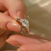 Anel de prata esterlina estilo coreano com pedra Sansheng seis garras microdiamante 1 quilate moissanita anel aberto presente de noivado suporte vazio