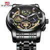Reloj de calendario calado para hombre transfronterizo, reloj multifuncional para hombre con banda de acero incrustada de diamantes, resistente al agua, venta al por mayor