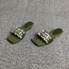 Da Primeira Vez que os Vi, Eram Tão Lindos~ Novas Sandálias Slip-On de Strass Estilo Francês para Mulheres, Modernas para Uso ao Ar Livre, com um Salto Baixo Confortável e um Visual Elegante