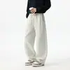 Calças de corte curvo com forro de fleece para homens, estilo primavera e outono, modelagem solta, calças casuais com caimento fluido, novas calças esportivas retas de perna larga para o inverno