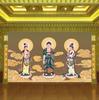Fondo de Pantalla 3D de los Tres Santos del Oeste con Estatuas de Buda Mural Buda Amitabha Mundo de Bienaventuranza Sala de Buda Fondo de Pantalla de Templo