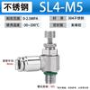 Válvula reguladora de velocidad ajustable de acero inoxidable 304, conector rápido, válvula de mariposa SL6-M5/10-03