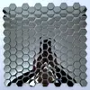 Azulejos Mosaico Espelhados Hexagonais Pequenos de Aço Inoxidável Metálico Estilo Europeu KTV Bar Entrada Azulejos de Parede com Fundo Preto Dourado
