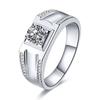 Anel Chiba Banhado a Prata, Anel de Diamante Moderno e Versátil, Anel Masculino Solitário de Moissanita Artificial de 1 Quilate, Casamento Clássico Elegante