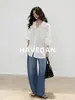 Camisa de Linho Estilo Old Money Relaxado Havegan/Verão para Mulheres, Manga Longa, Novo Estilo 2026, Top Preguiçoso
