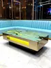 Mesa de café KTV luminosa electro-lujo portatarjetas de mesa de piedra losa de roca mármol acero inoxidable vidrio templado mesa de bar