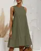 Desea Vestido de Algodón y Lino Talla Grande de Verano 2026 Nuevo Estilo Transfronterizo Cuello Redondo Sin Mangas Patchwork en Stock de Aliexpress