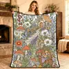 Manta de Franela con Graffiti Floral de Bosque de Hongos Modelo Nuevo 2026 Manta Cubre Sofá para Siesta en la Oficina en Todas las Estaciones