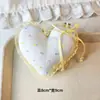 Pingente de Coração de Tecido Preenchido com Algodão Estilo Coreano Fresco e Simples com Acabamento de Renda, Corrente de Celular Delicada, Chaveiro e Pingente para Bolsa