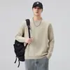 Suéter de Punto Rayado para Hombre, Otoño/Invierno 2025 Nuevo de Moda Simple Versátil Holgado Cuello Redondo Moda Pulóver Superior